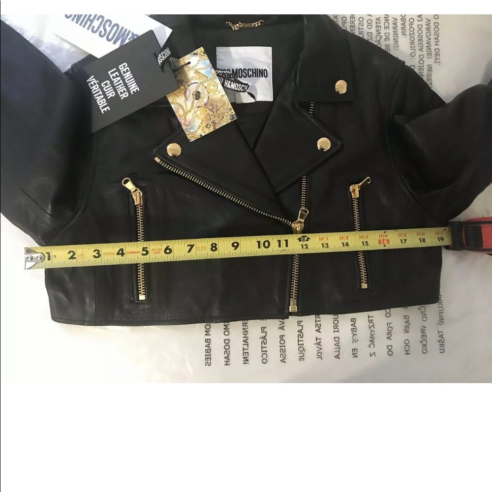 Moschino H&M Black short leather jacket Medium - Picture 3 of 7